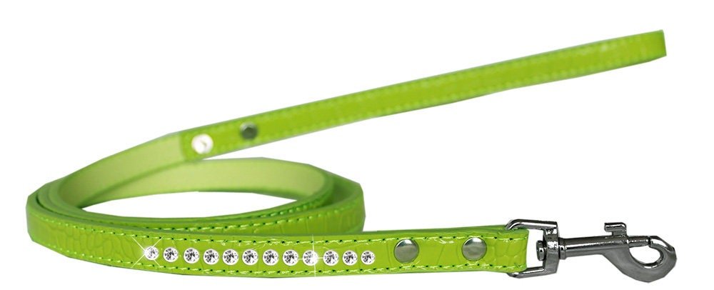 Dog, Puppy & Pet Designer Croc Leash, "One Row Clear Crystal" - Mac's Got More