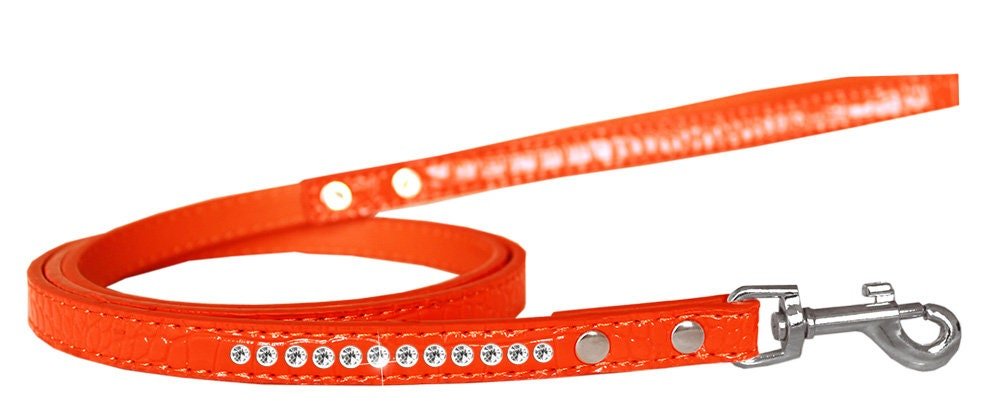 Dog, Puppy & Pet Designer Croc Leash, "One Row Clear Crystal" - Mac's Got More