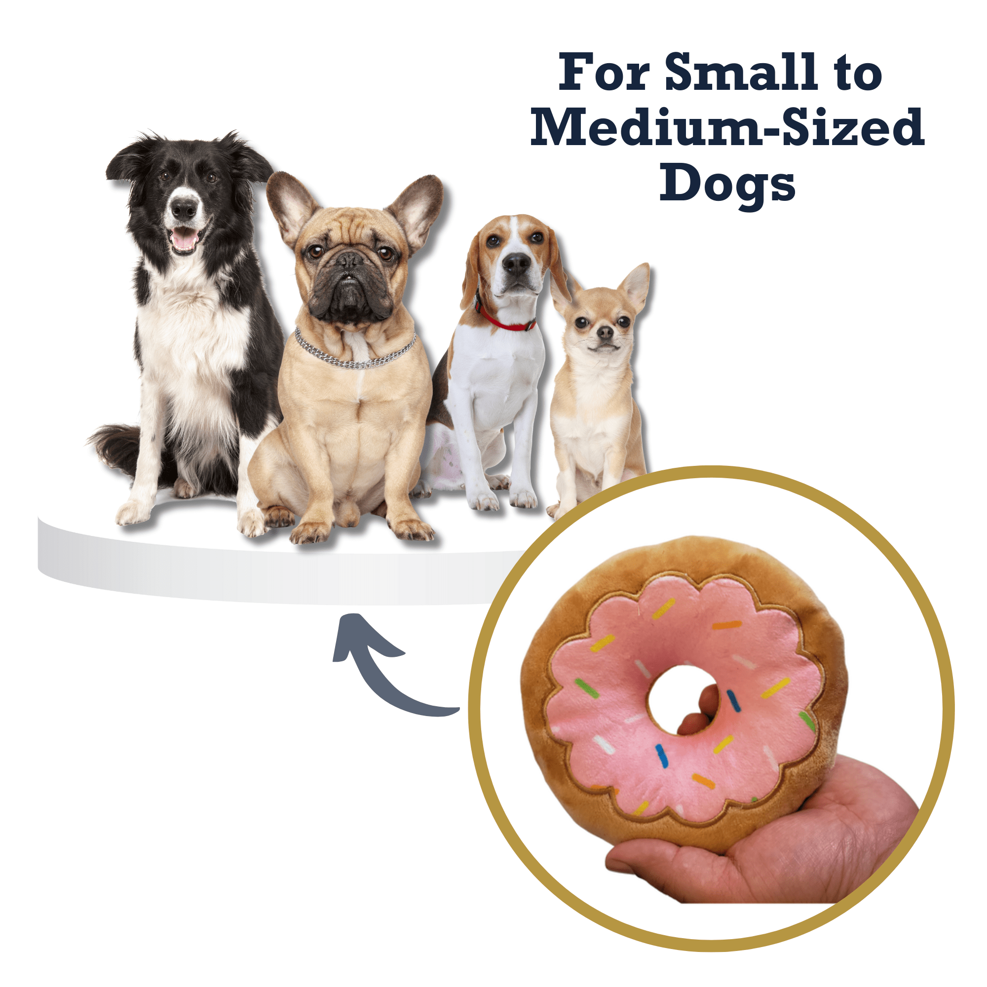 Donut Plush Dog Toy – Soft, Chewy and Cuddly, Safe & Non - Toxic, Ideal for Fetching, Tug - of - War, Gentle Chewing – Strawberry - Mac's Got More