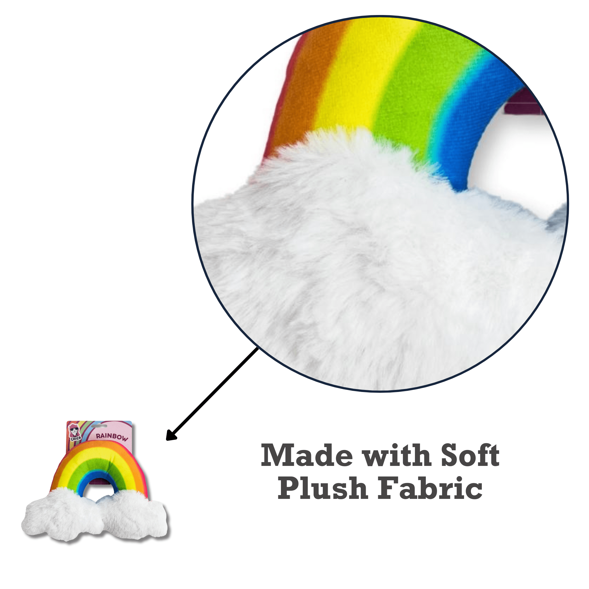 Enchanted Rainbow Magical with Squeaker & Crinkle Paper Plush Dog Toy - Mac's Got More