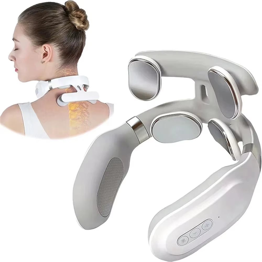 Heated Neck & Spine Massager – 4D Head Relief with Vibration, Heat & Breathing Light - Mac's Got More