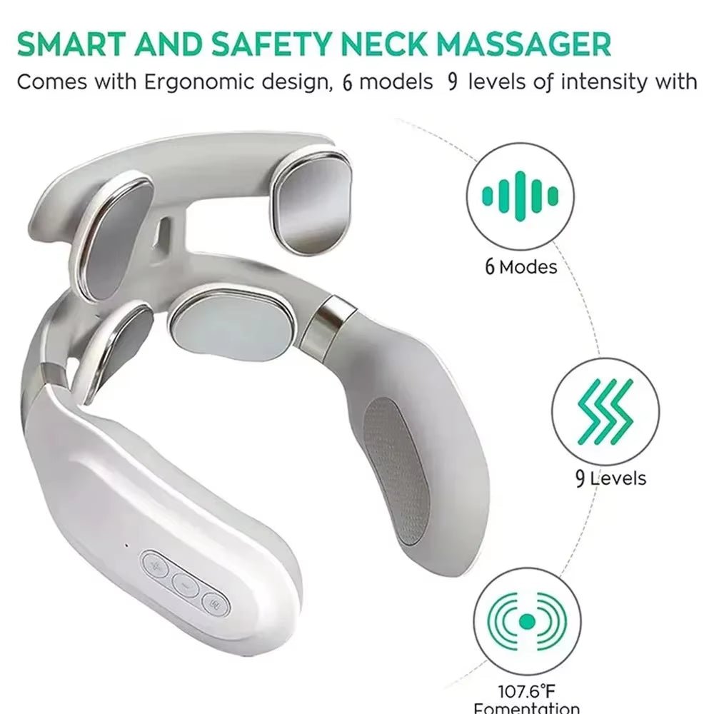 Heated Neck & Spine Massager – 4D Head Relief with Vibration, Heat & Breathing Light - Mac's Got More