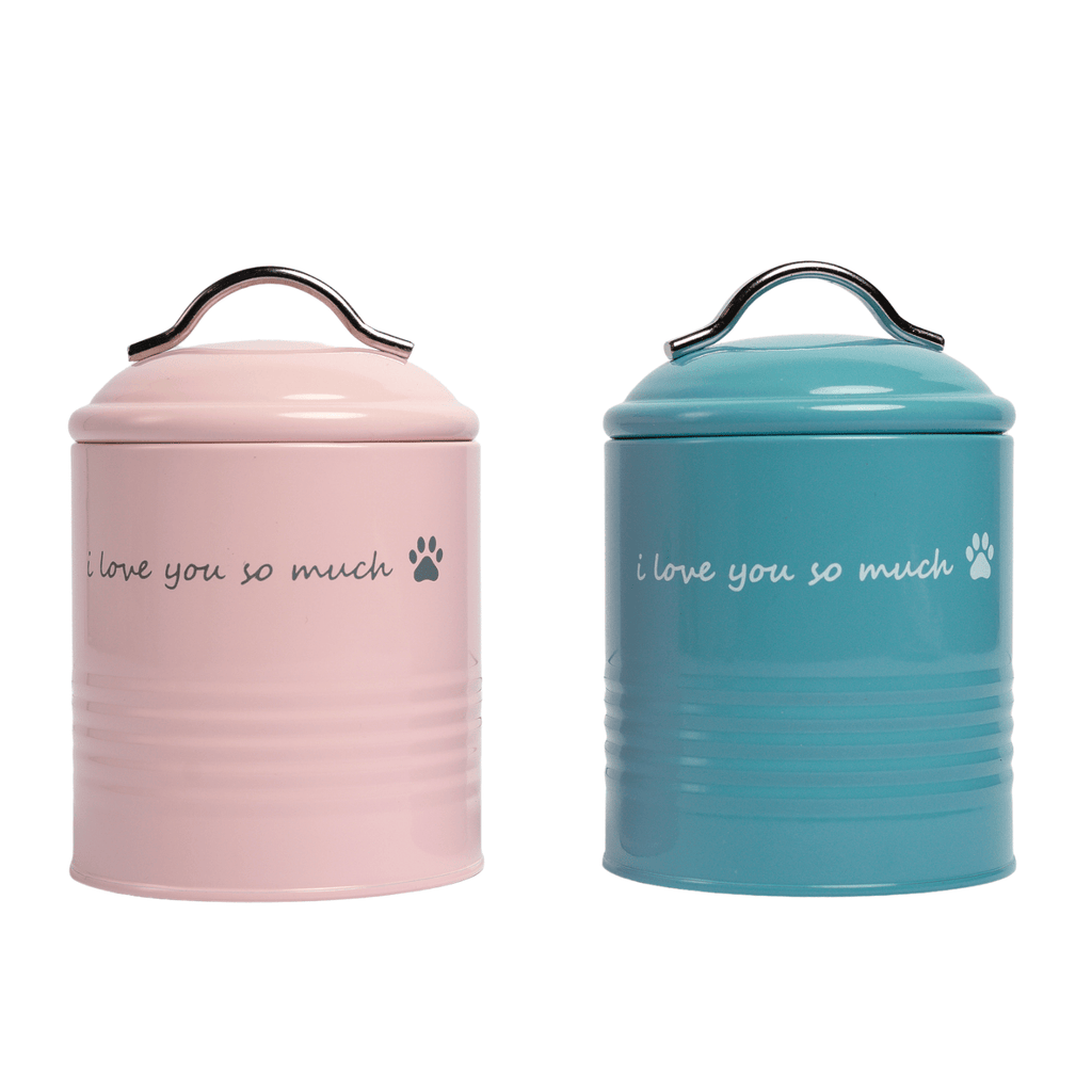 "I Love You So Much" Dog Treat Canister Gift Set – Pink & Blue - Mac's Got More