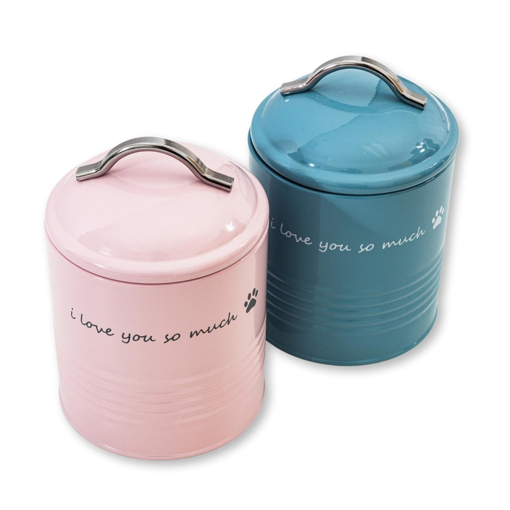 "I Love You So Much" Dog Treat Canister Gift Set – Pink & Blue - Mac's Got More