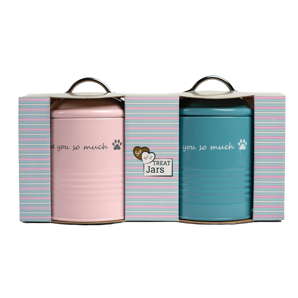 "I Love You So Much" Dog Treat Canister Gift Set – Pink & Blue - Mac's Got More