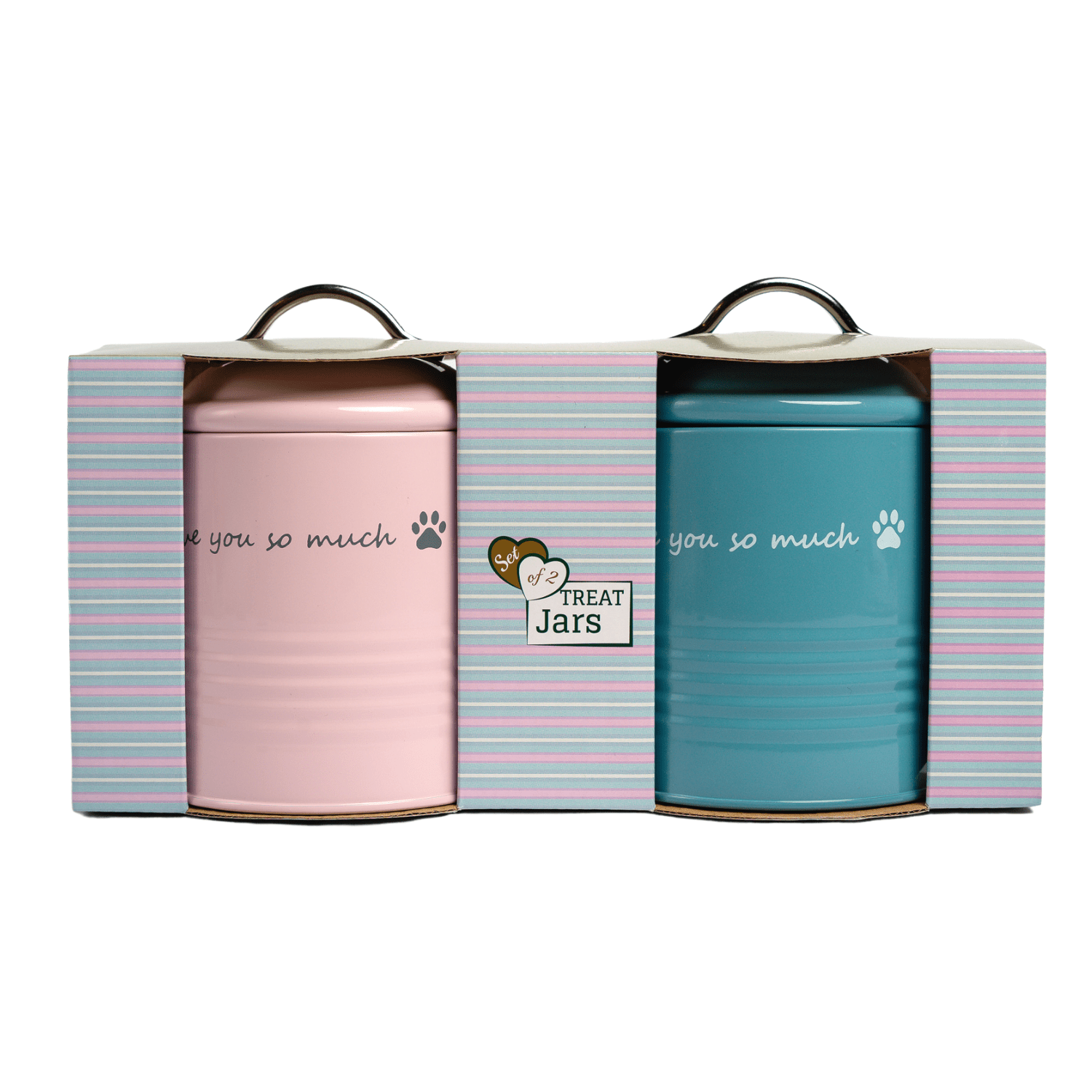 "I Love You So Much" Dog Treat Canister Gift Set – Pink & Blue - Mac's Got More