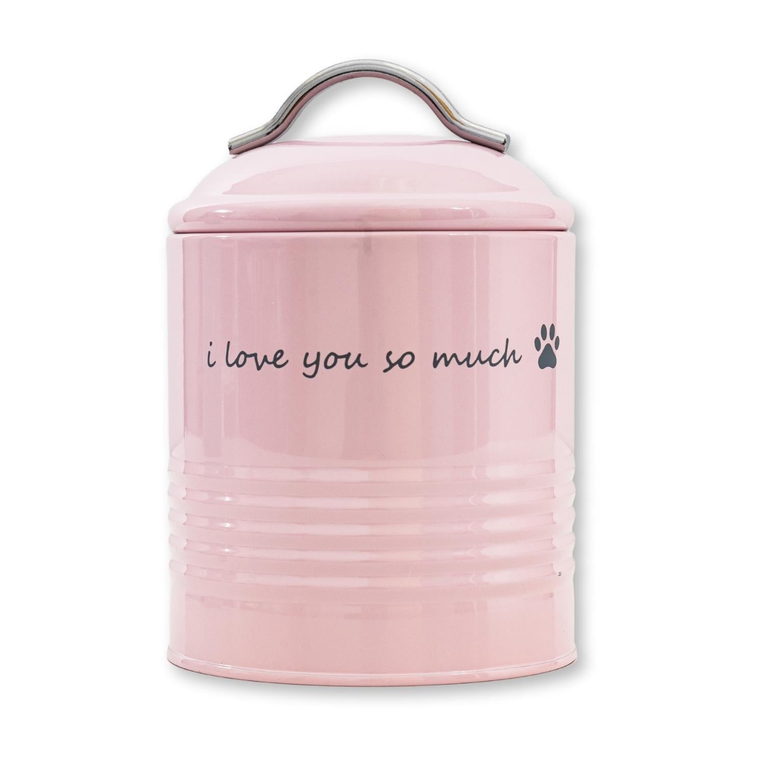 "I Love You So Much" Dog Treat Canister Gift Set – Pink & Blue - Mac's Got More