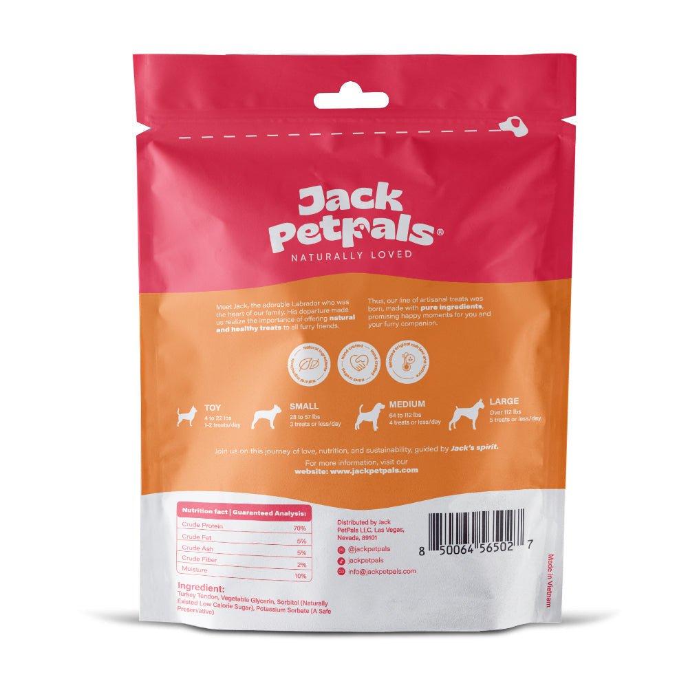 Jack PetPals Handcrafted Jerky Turkey Tendon Dog Treats (2.5oz) - Mac's Got More