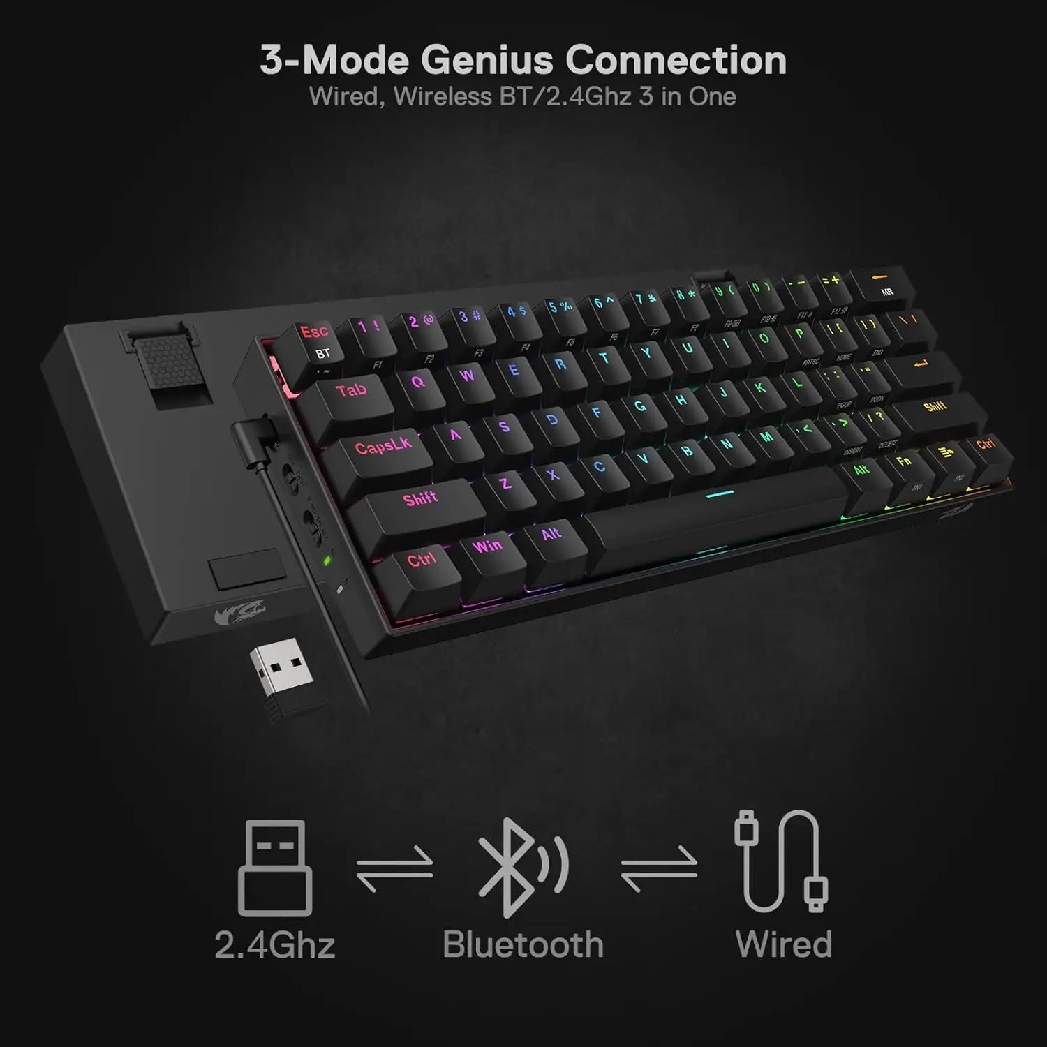 K530 Pro Draconic 60% Wireless RGB 3 - Mode Mechanical Keyboard - Mac's Got More