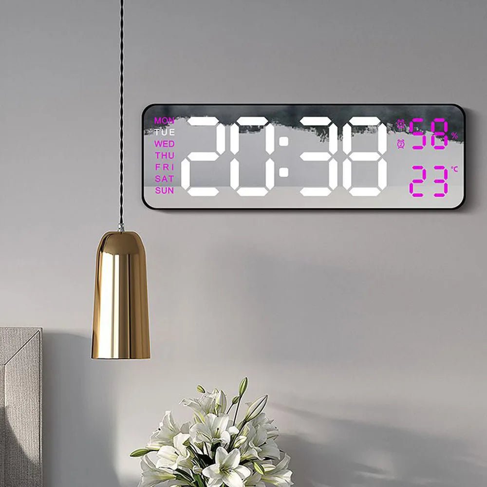 Large LED Digital Wall Clock – With Temperature, Humidity & Week Display - Mac's Got More