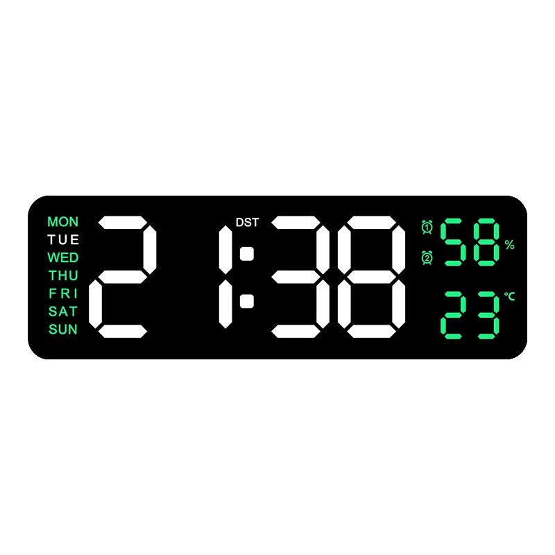 Large LED Digital Wall Clock – With Temperature, Humidity & Week Display - Mac's Got More