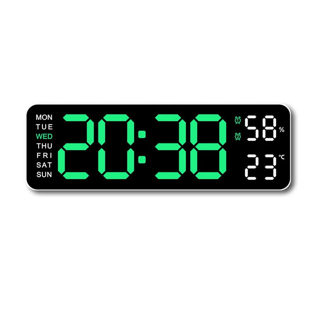 Large LED Digital Wall Clock – With Temperature, Humidity & Week Display - Mac's Got More