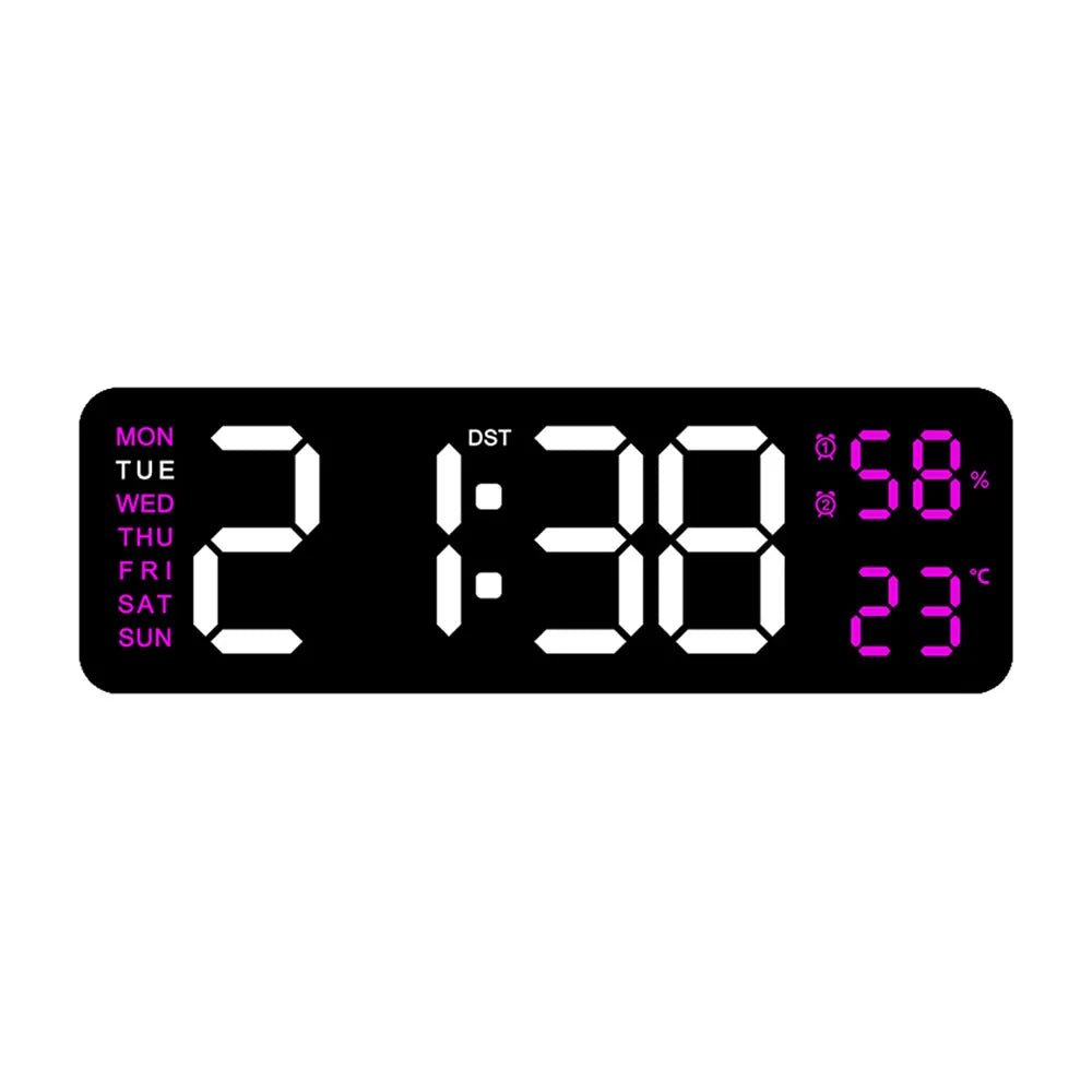 Large LED Digital Wall Clock – With Temperature, Humidity & Week Display - Mac's Got More