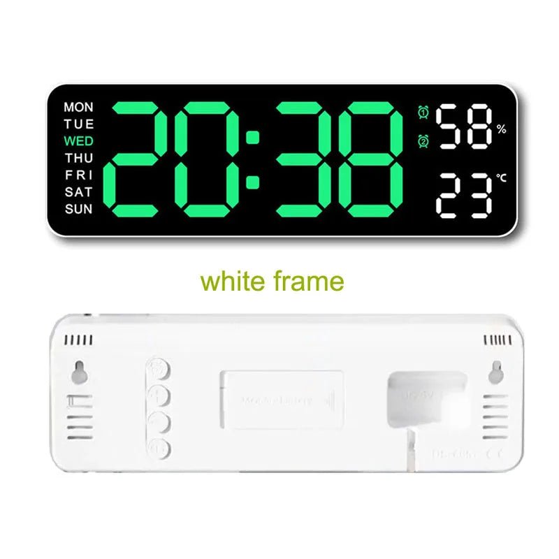 Large LED Digital Wall Clock – With Temperature, Humidity & Week Display - Mac's Got More