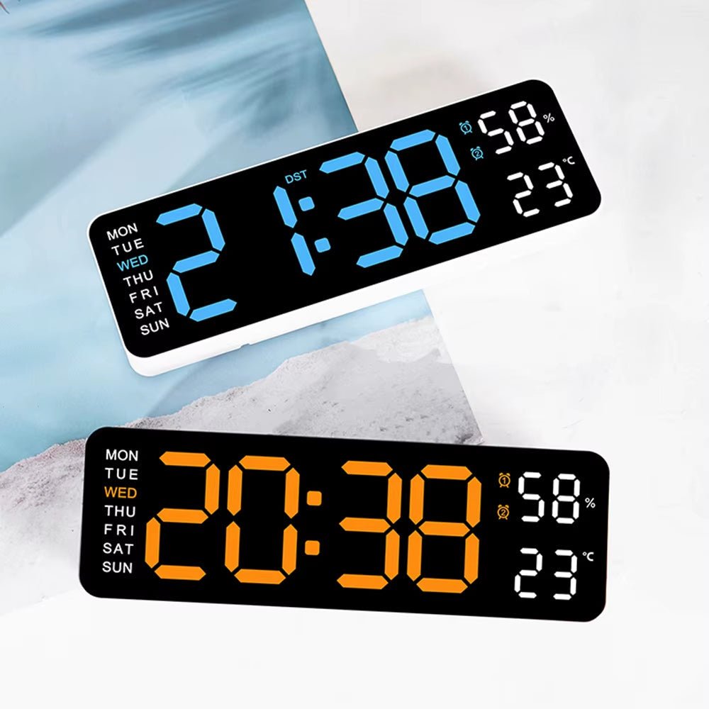 Large LED Digital Wall Clock – With Temperature, Humidity & Week Display - Mac's Got More