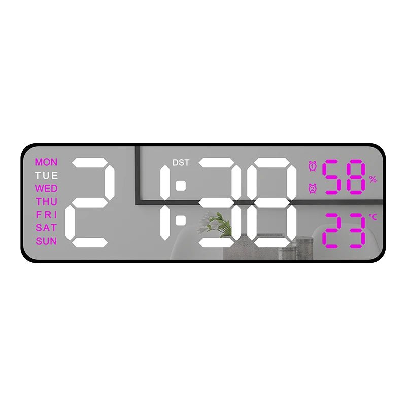 Large LED Digital Wall Clock – With Temperature, Humidity & Week Display - Mac's Got More