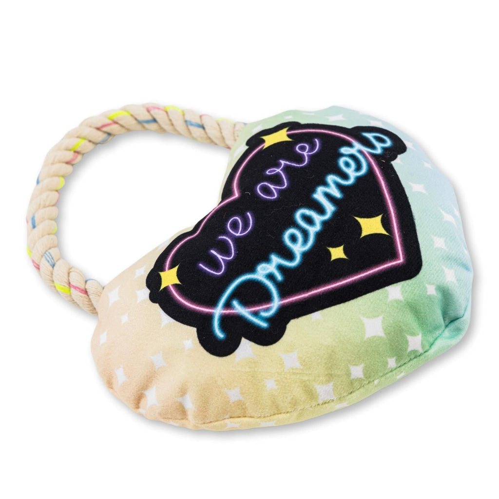 Love Heart Plush Dog Toy – with Squeaker & Crinkle Paper for Fun Play - Mac's Got More