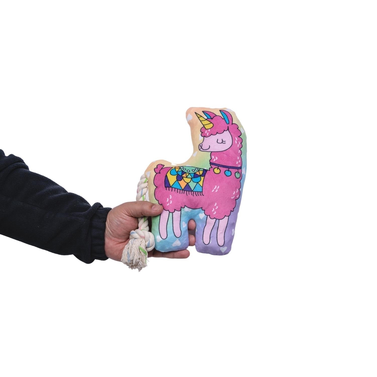 Magical Llama Plush Dog Toy – with Squeaker & Crinkle Paper for Fun Play - Mac's Got More