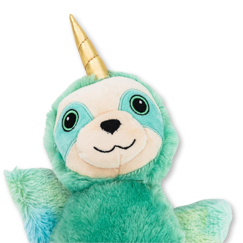 Mystical Mint Winged Sloth Plush Dog Toy – with Squeaker & Crinkle Paper for Fun Play - Mac's Got More