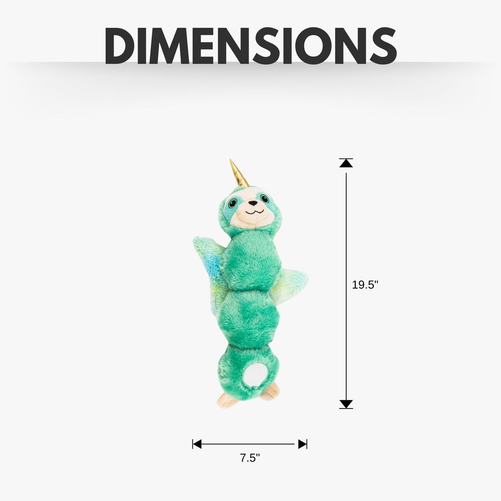 Mystical Mint Winged Sloth Plush Dog Toy – with Squeaker & Crinkle Paper for Fun Play - Mac's Got More