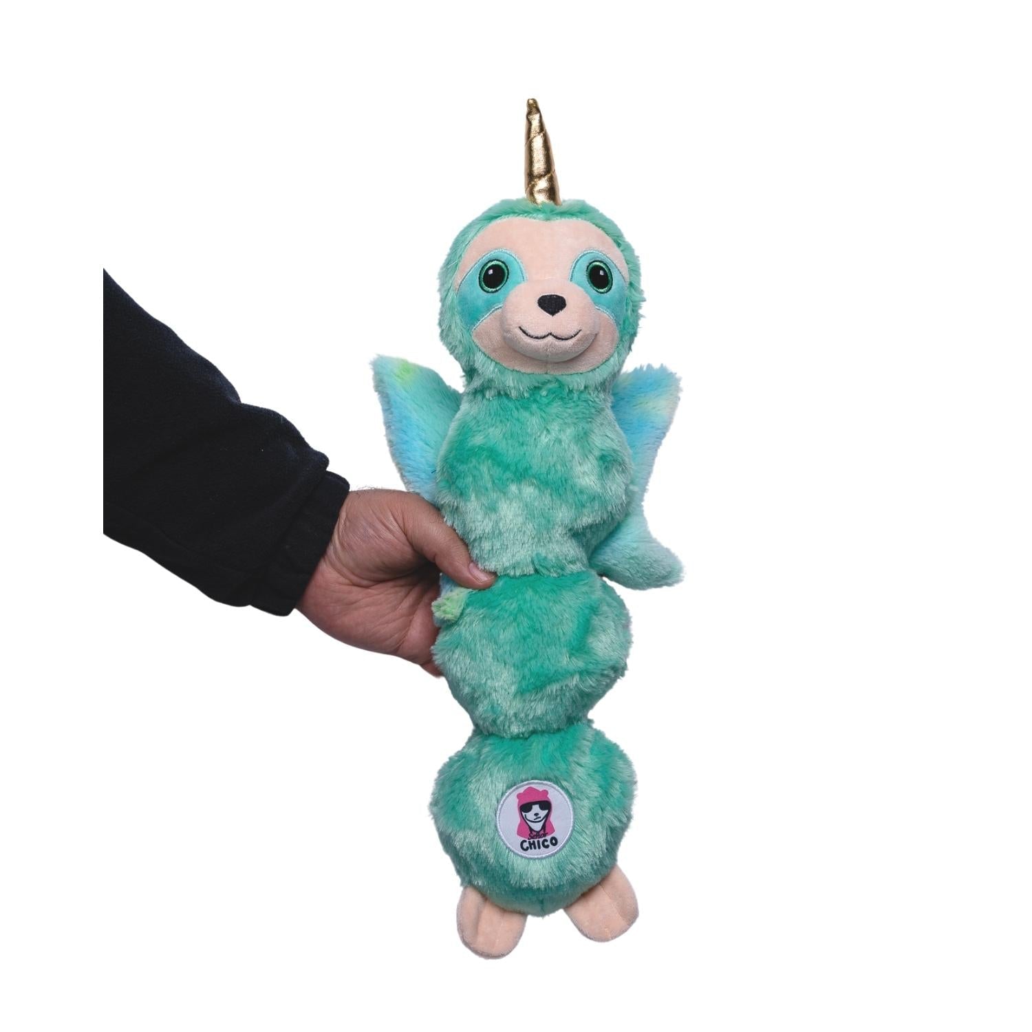 Mystical Mint Winged Sloth Plush Dog Toy – with Squeaker & Crinkle Paper for Fun Play - Mac's Got More