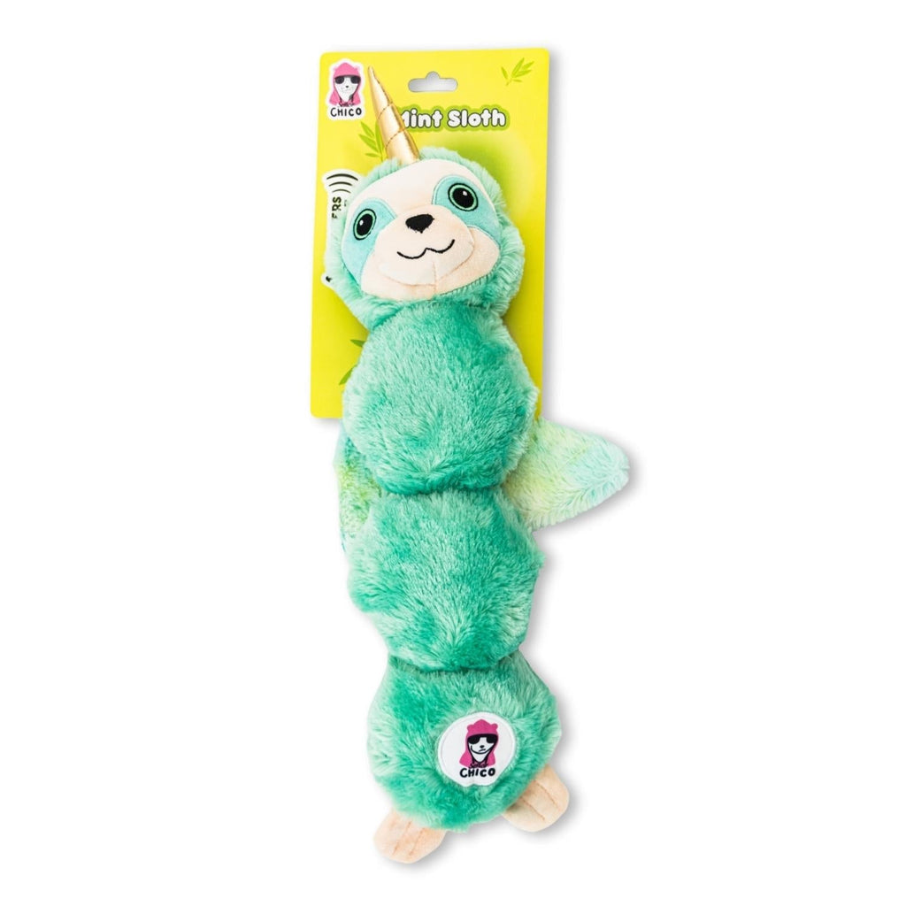 Mystical Mint Winged Sloth Plush Dog Toy – with Squeaker & Crinkle Paper for Fun Play - Mac's Got More