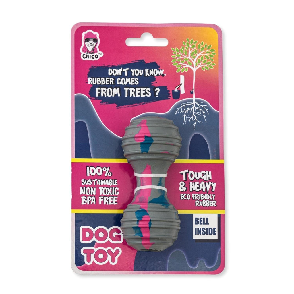 Natural Rubber Dumbbell Dog Chew Toy – Durable & Safe, Fun & Interactive Play - Mac's Got More