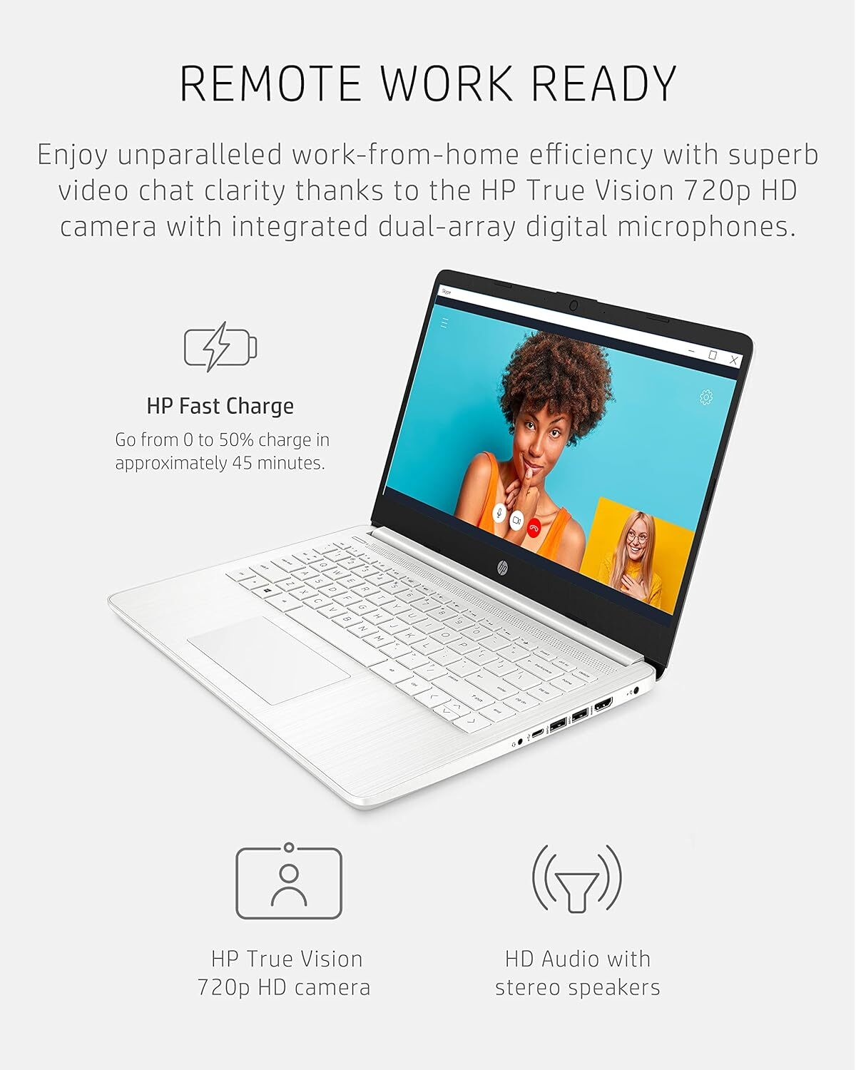 HP 14" 14DQ0052DX  Intel Celeron N4120  White  4 GB/64 GB  Windows 11