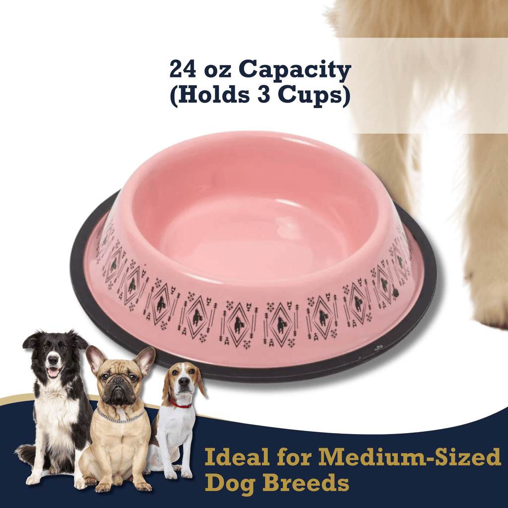 Non - Skid Boho Stainless Steel Dog Bowl – with Whimsical Unicorn Design, Silicone Base for Medium Dogs – 24oz - Mac's Got More