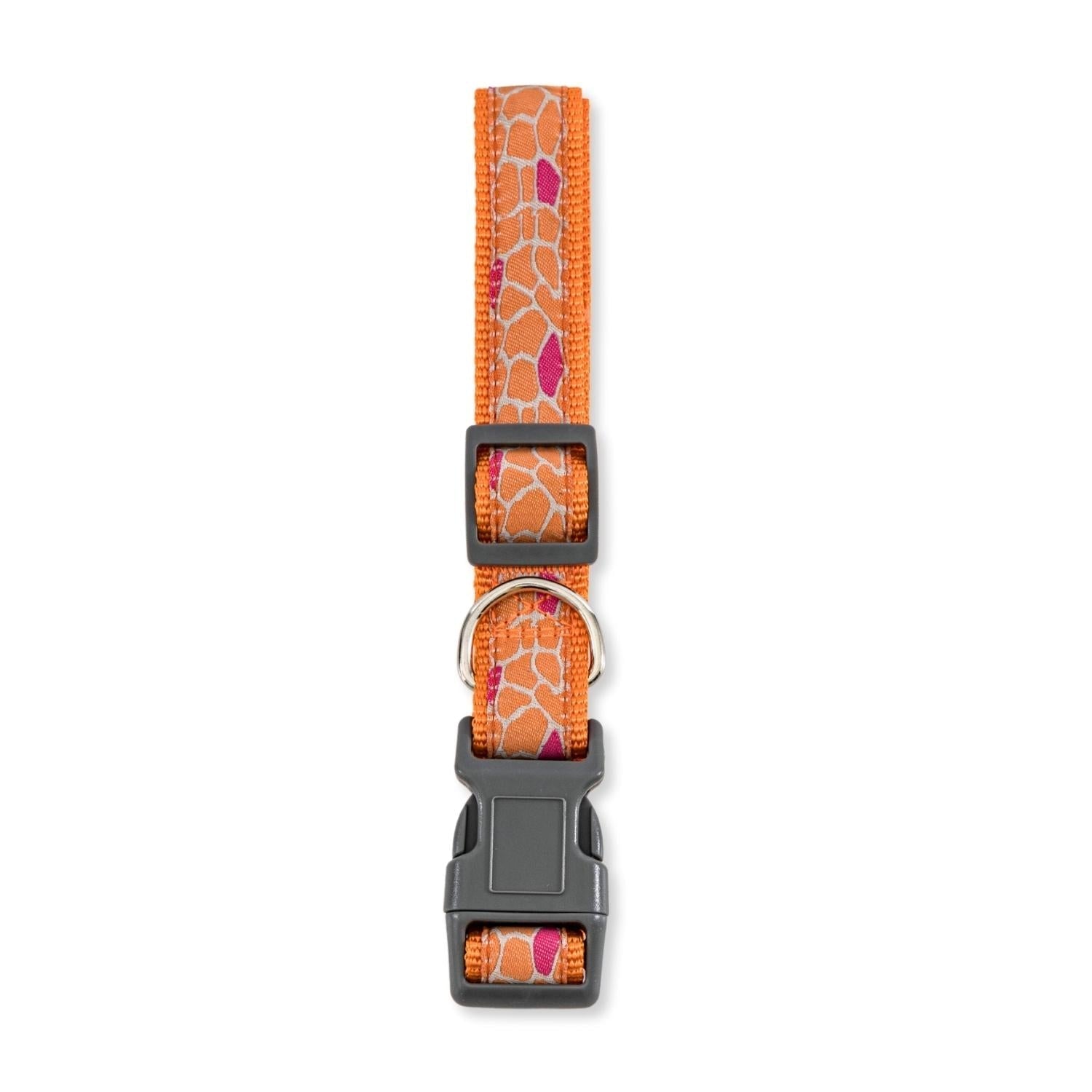 Nylon Dog Collar with Embroidered Giraffe Design/Animal Print, Secure & Adjustable Fit - Mac's Got More
