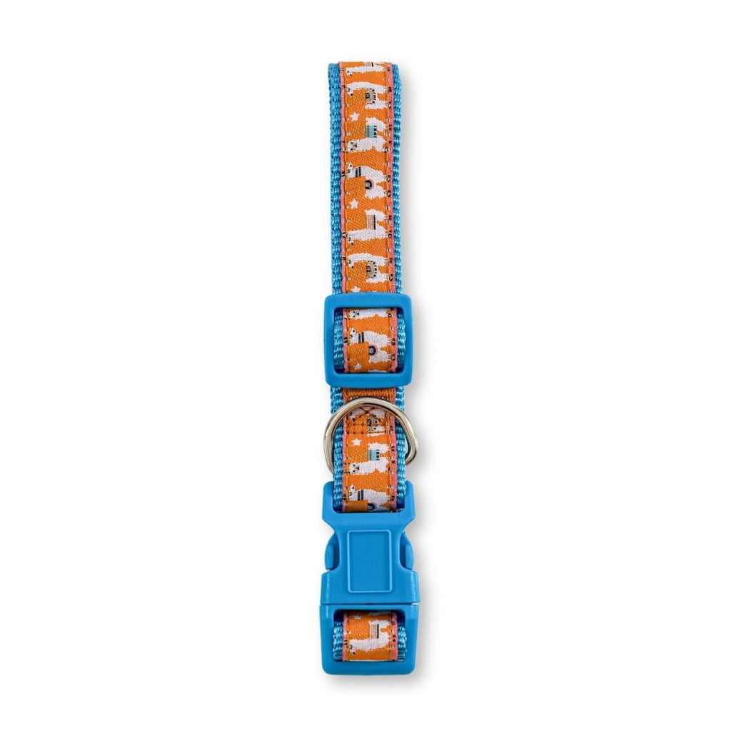 Nylon Dog Collar with Embroidered Llama Design, Adjustable, Comfortable & Secure Fit - Mac's Got More