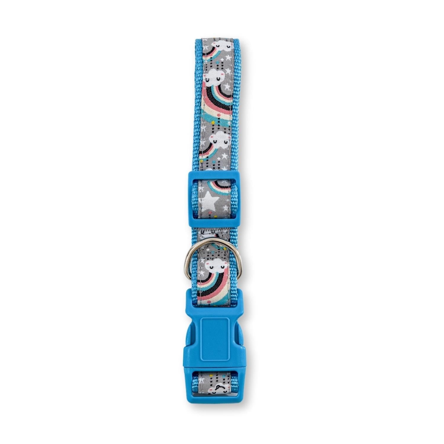 Nylon Dog Collar with Embroidered Rainbow Design, Secure & Adjustable Fit, Comfortable Wear - Mac's Got More