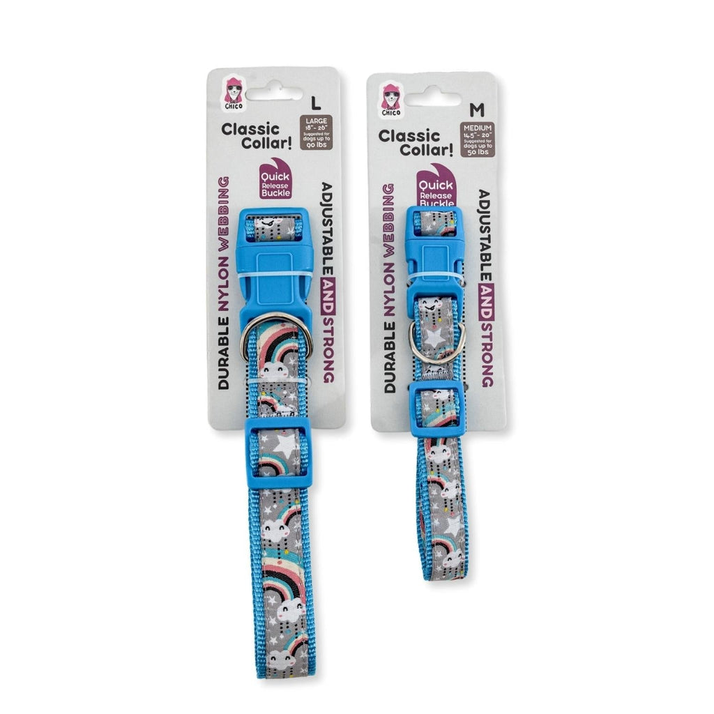 Nylon Dog Collar with Embroidered Rainbow Design, Secure & Adjustable Fit, Comfortable Wear - Mac's Got More