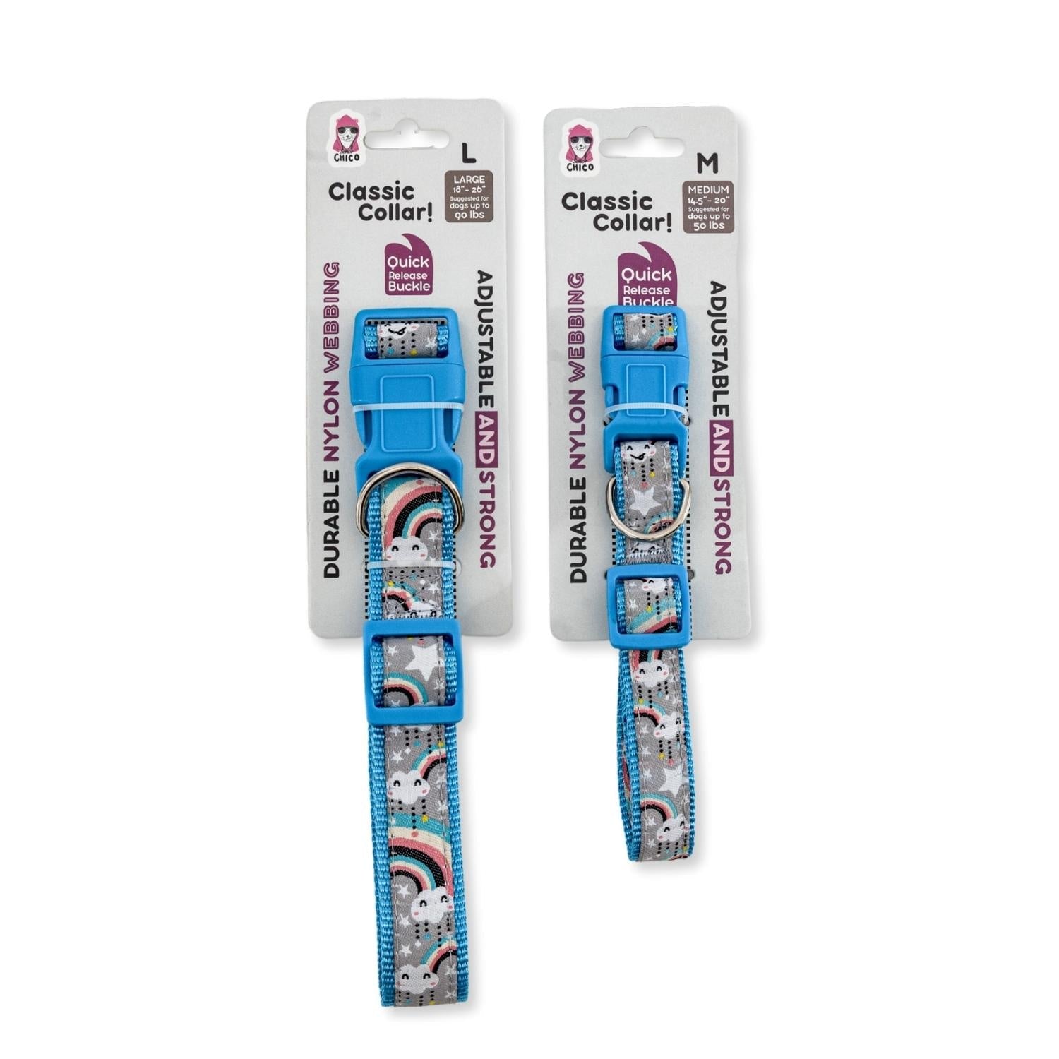 Nylon Dog Collar with Embroidered Rainbow Design, Secure & Adjustable Fit, Comfortable Wear - Mac's Got More