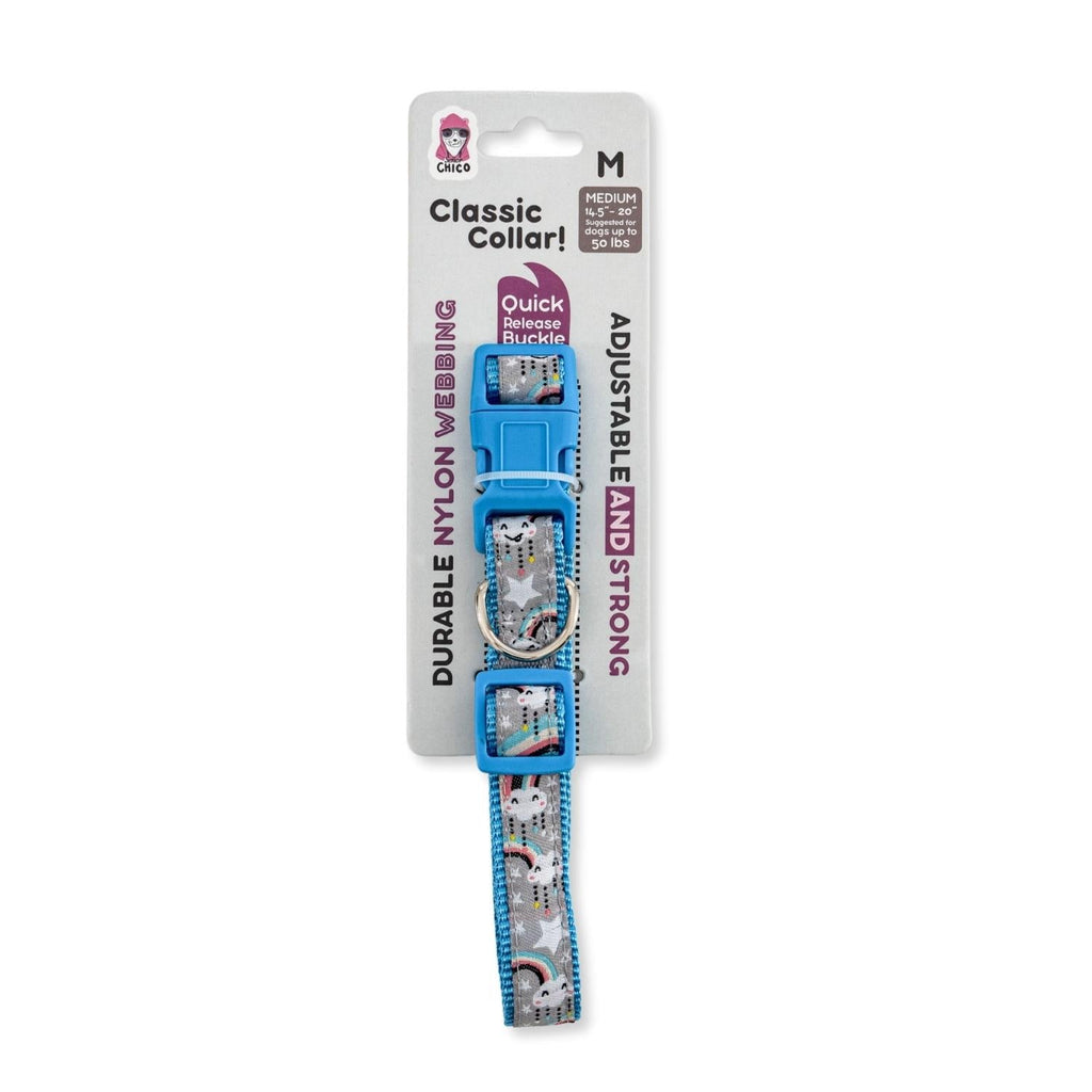 Nylon Dog Collar with Embroidered Rainbow Design, Secure & Adjustable Fit, Comfortable Wear - Mac's Got More