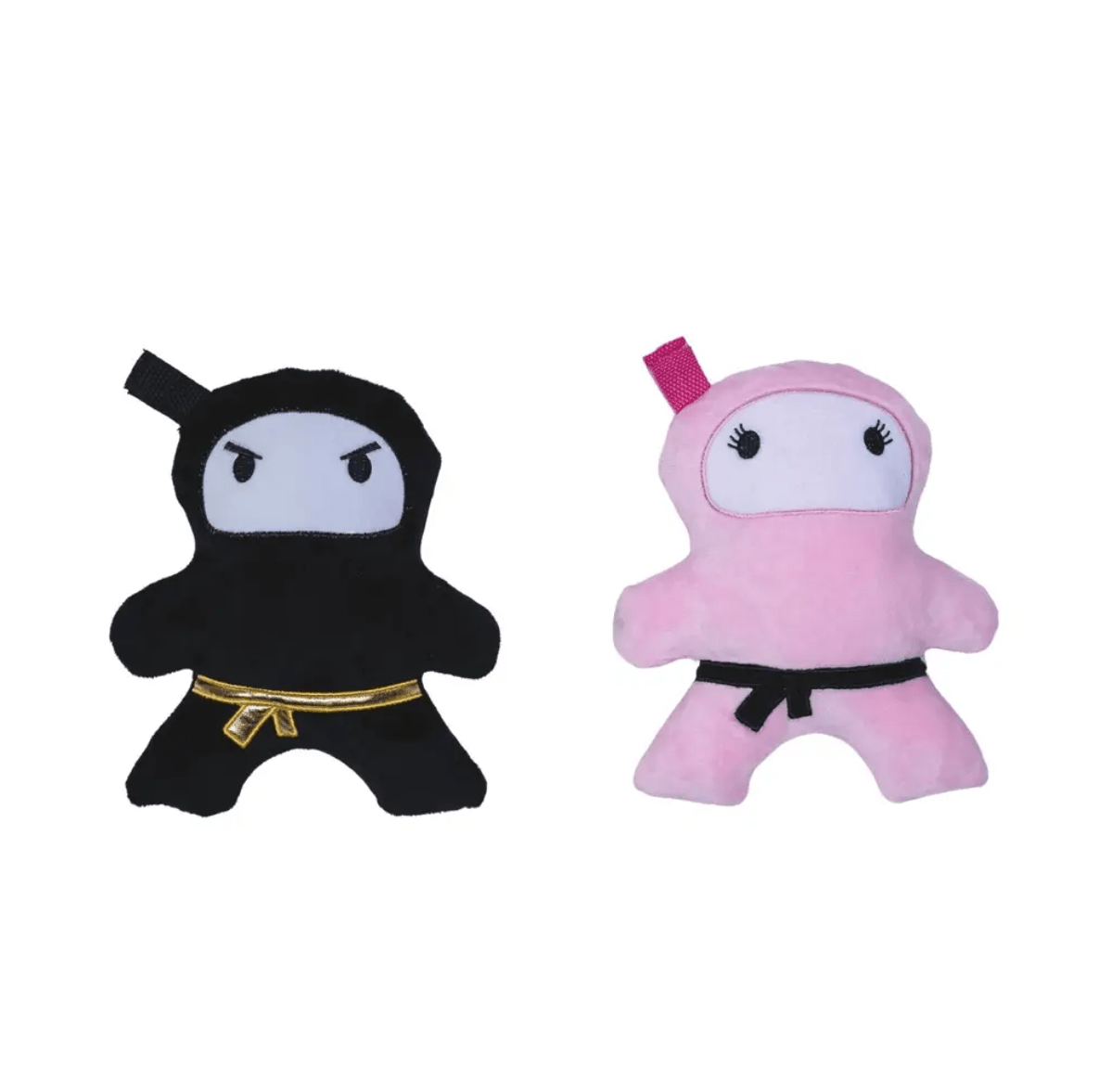 Pink & Black Ninja Love Plush Dog Toy Gift Set – with Squeaker & Crinkle Paper for Fun Play - Mac's Got More