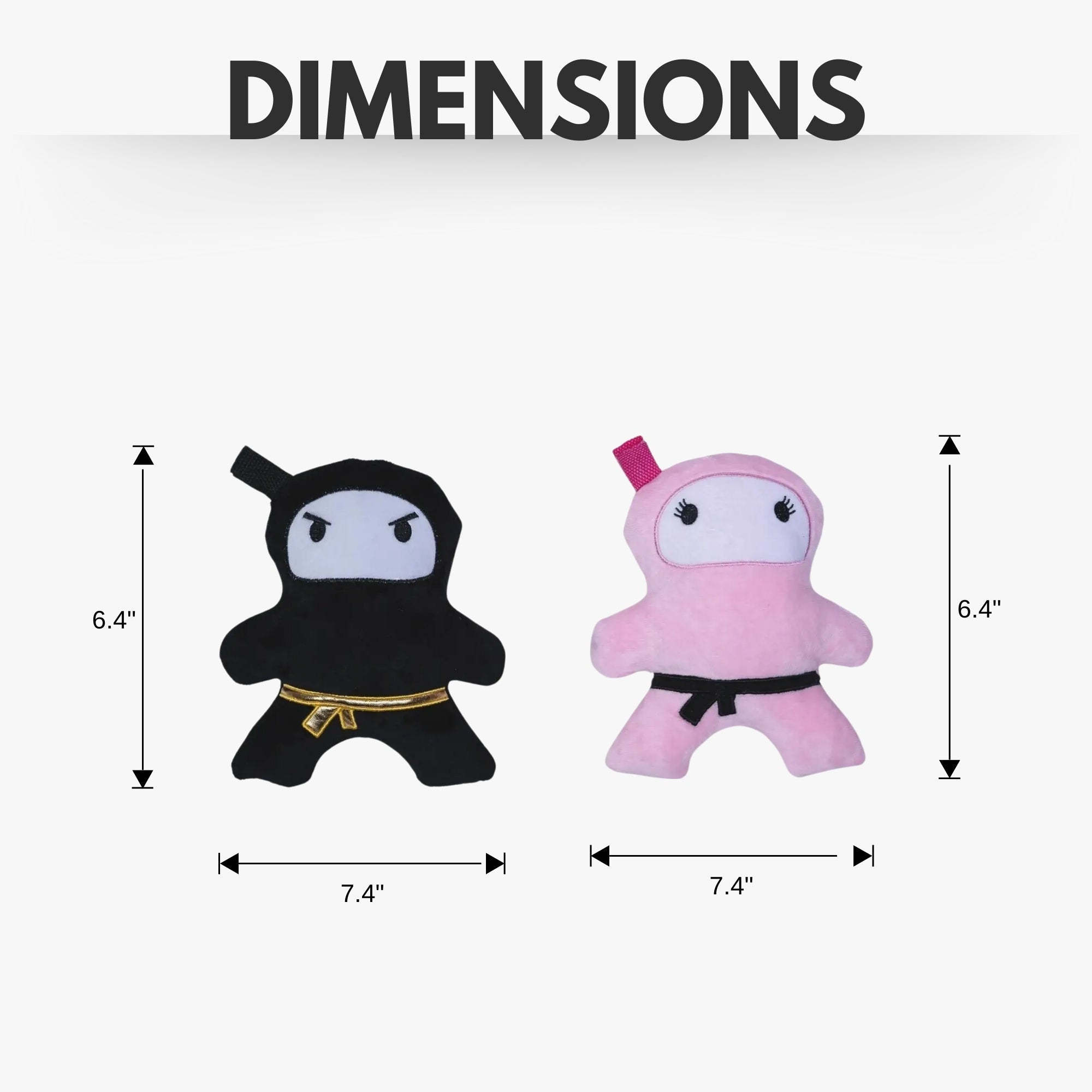 Pink & Black Ninja Love Plush Dog Toy Gift Set – with Squeaker & Crinkle Paper for Fun Play - Mac's Got More