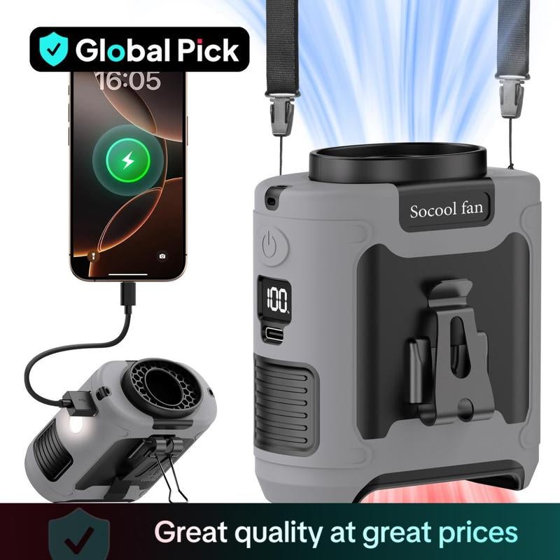 Portable 10,000mAh Power Bank: 3 - in - 1 Fan, Torch & LED Light - Mac's Got More