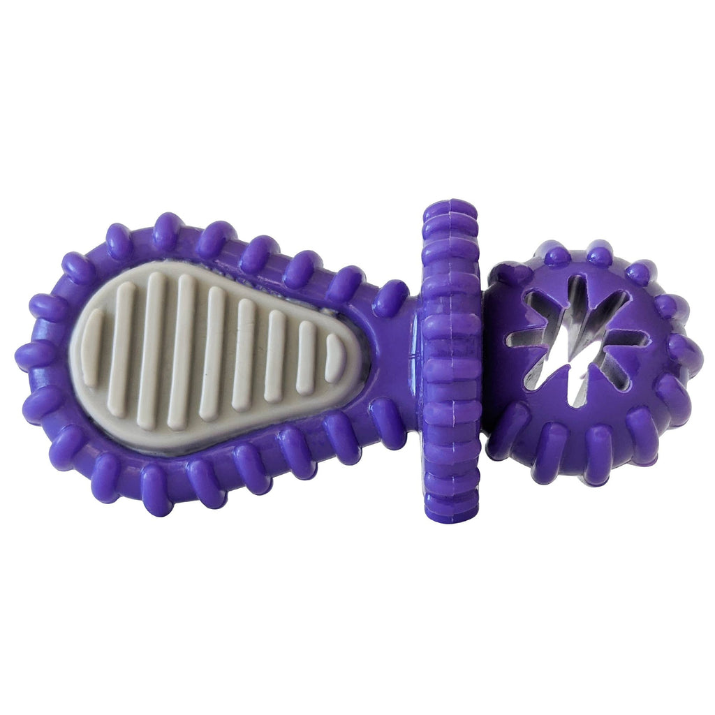 Purple Rubber Dental Pacifier Dog Toy – Ridges, Treat Hole & Durable Design - Mac's Got More