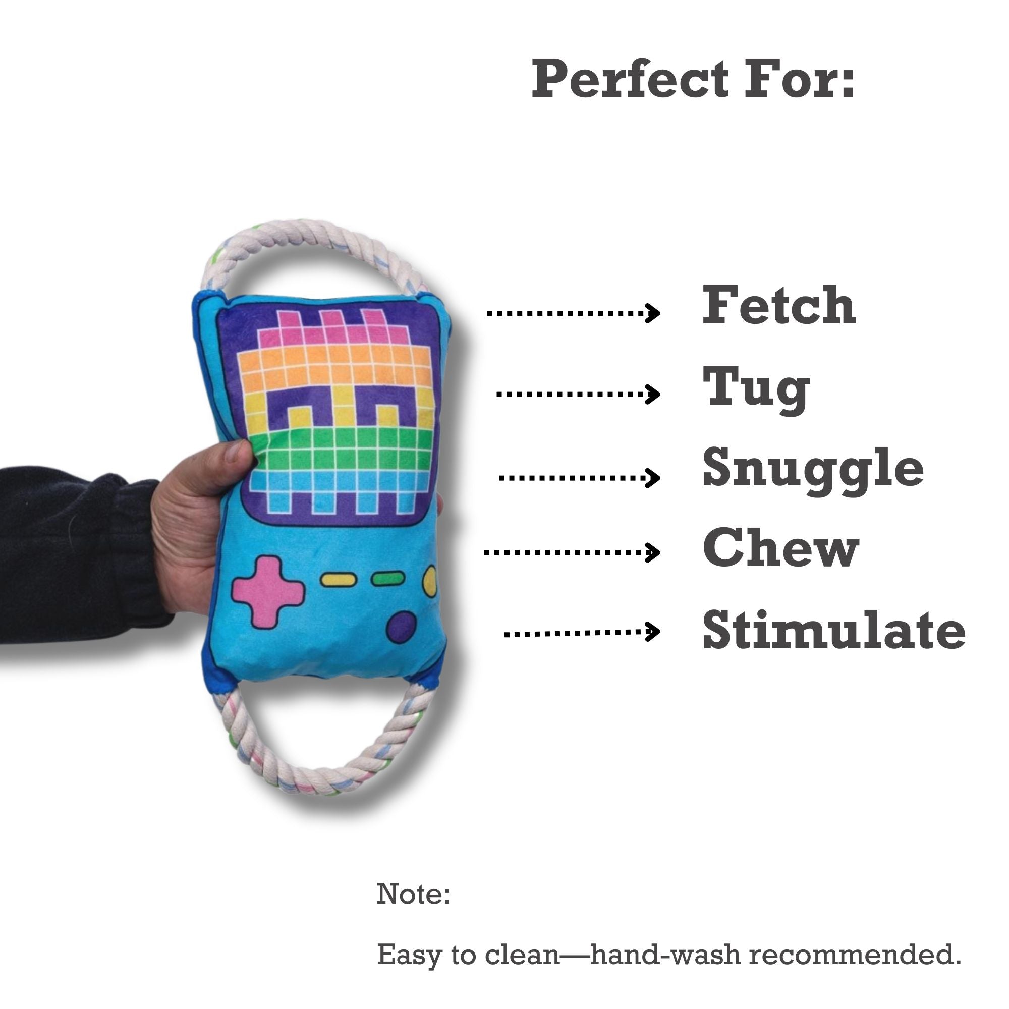 Retro Gamer Plush Dog Toy – with Squeaker & Crinkle Paper for Fun Play - Mac's Got More