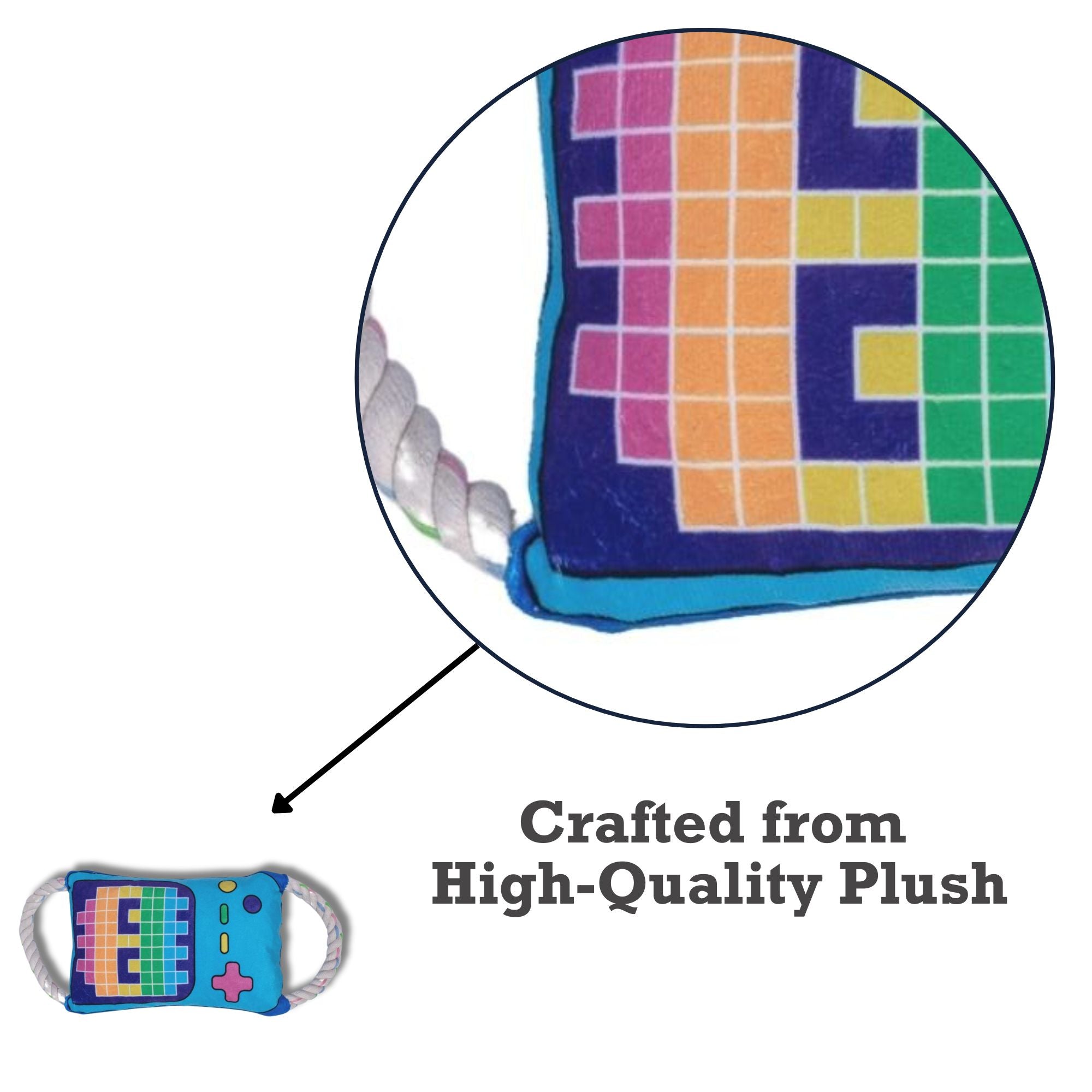 Retro Gamer Plush Dog Toy – with Squeaker & Crinkle Paper for Fun Play - Mac's Got More