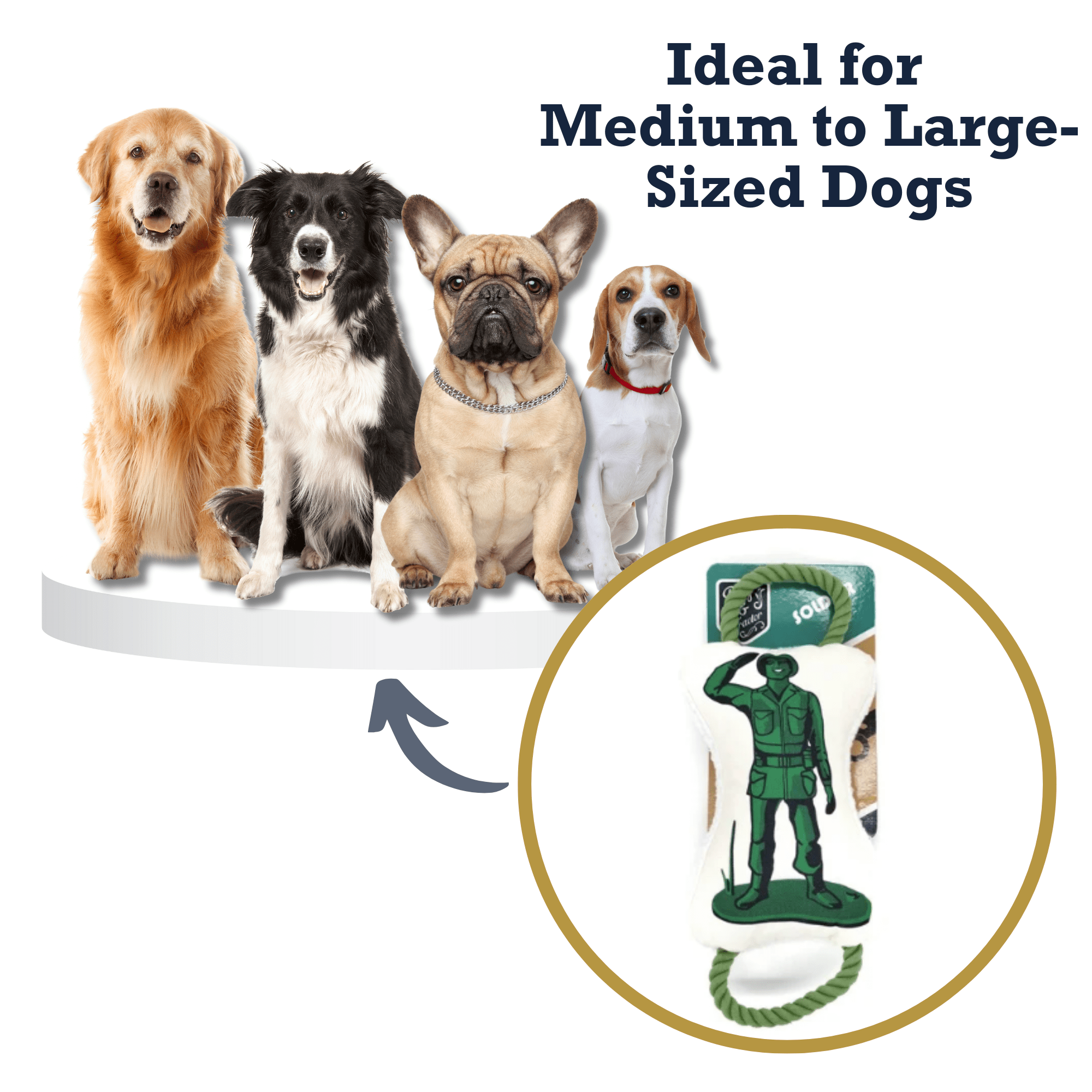 Retro Soldier with Squeaker & Crinkle Paper Plush Dog Toy - Mac's Got More