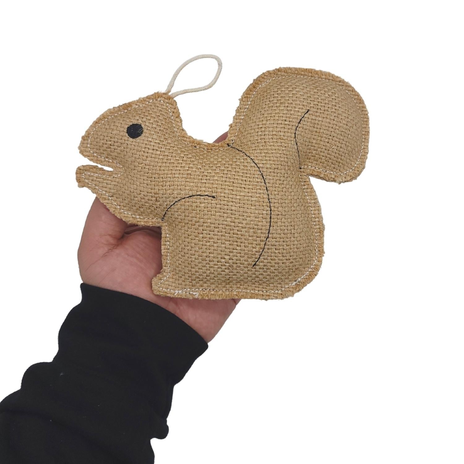 Rustic Jute Squirrel Dog Chew Toy – Non - Toxic & Safe, Soft & Gentle - Mac's Got More