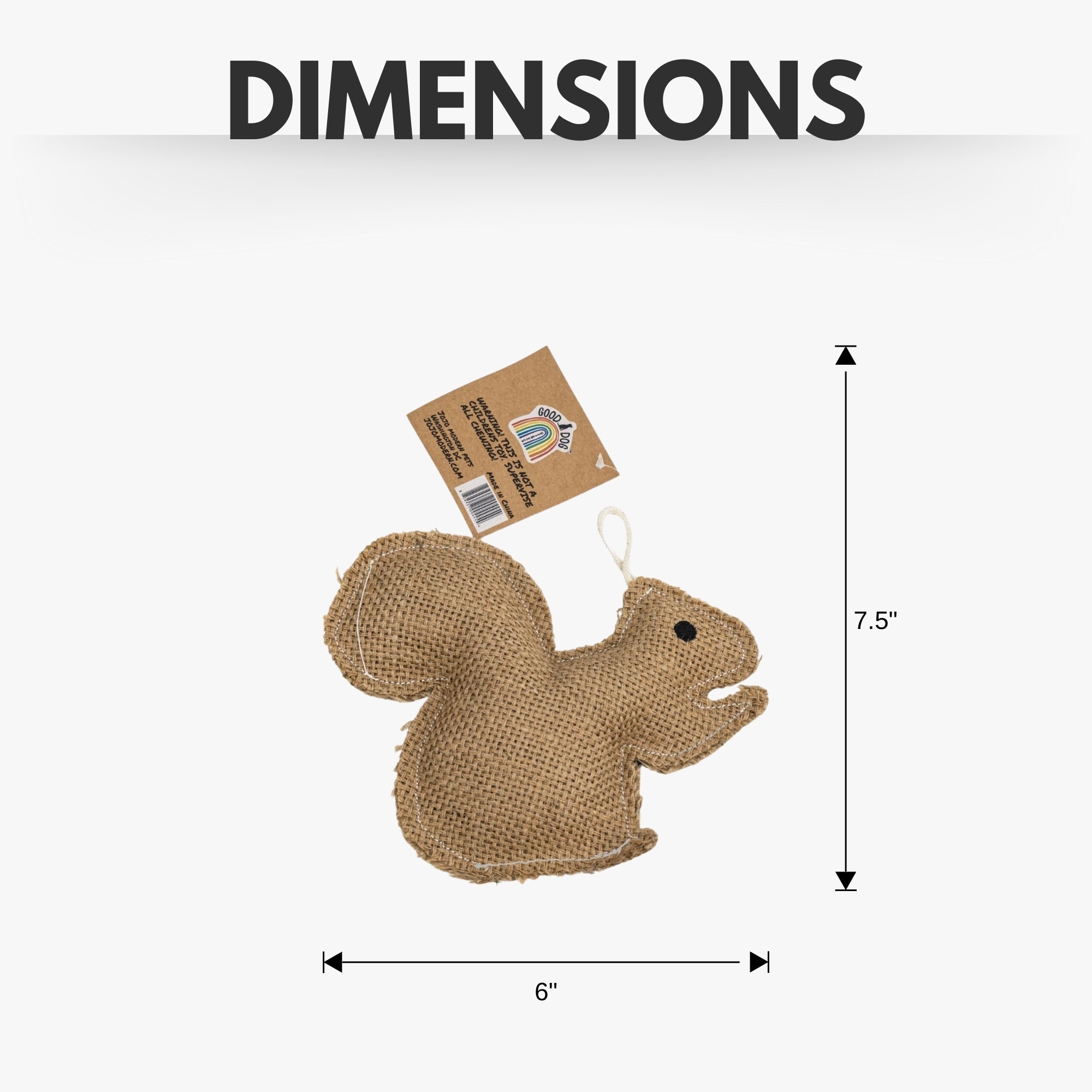 Rustic Jute Squirrel Dog Chew Toy – Non - Toxic & Safe, Soft & Gentle - Mac's Got More