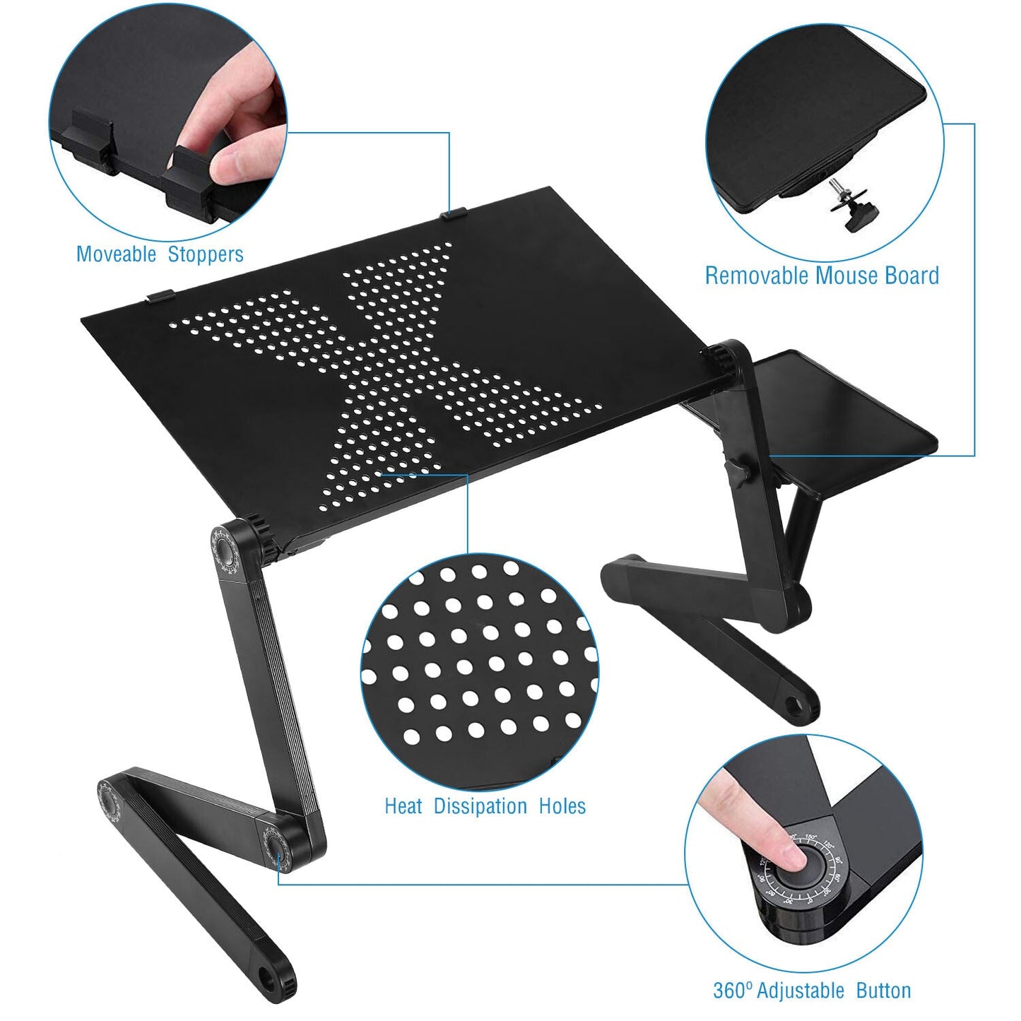 iMounTEK GPCT1656 360° Rotatable Portable Desk Stand with Mouse Board (Black)
