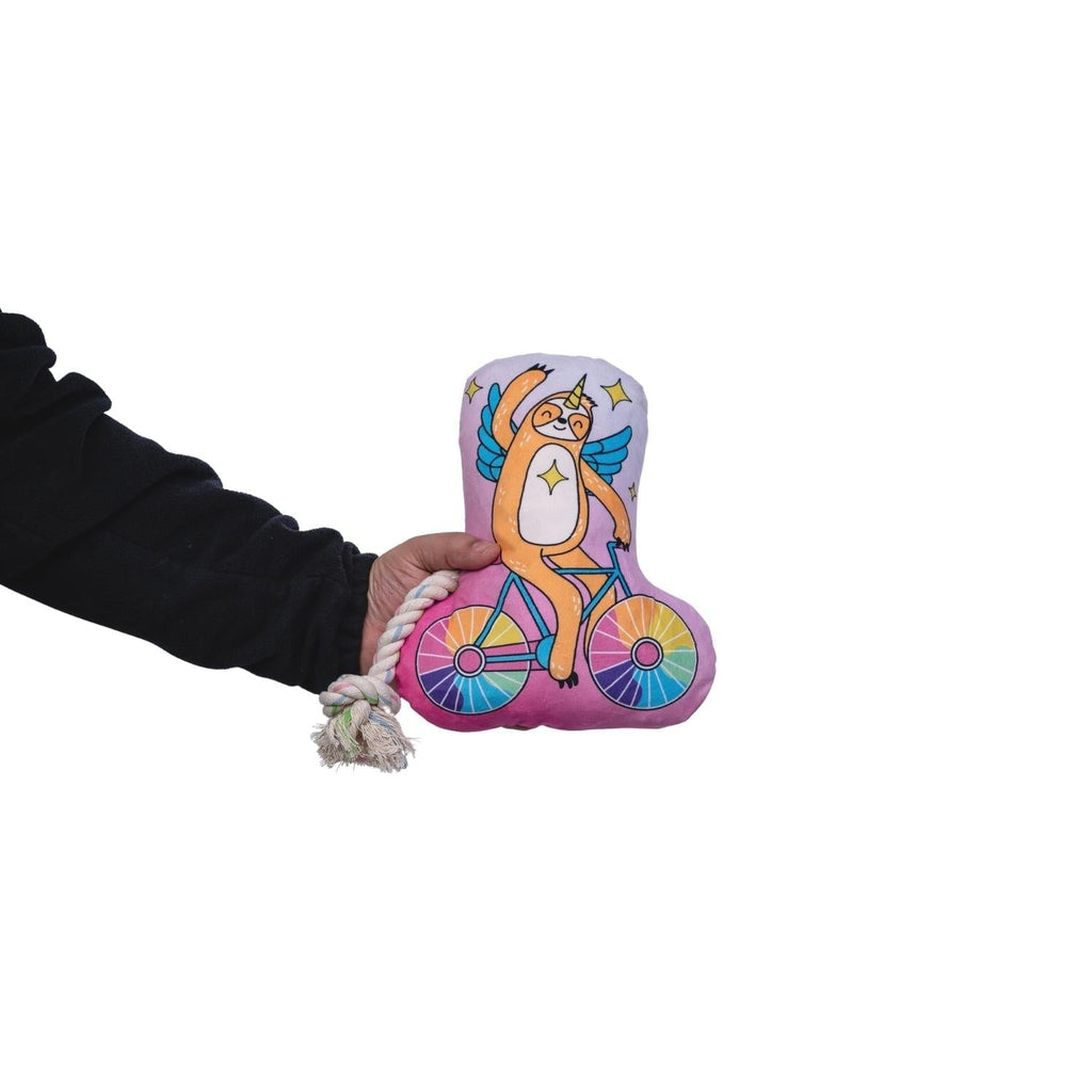 Slow Biker Plush Dog Toy – with Squeaker & Crinkle Paper for Fun Play - Mac's Got More