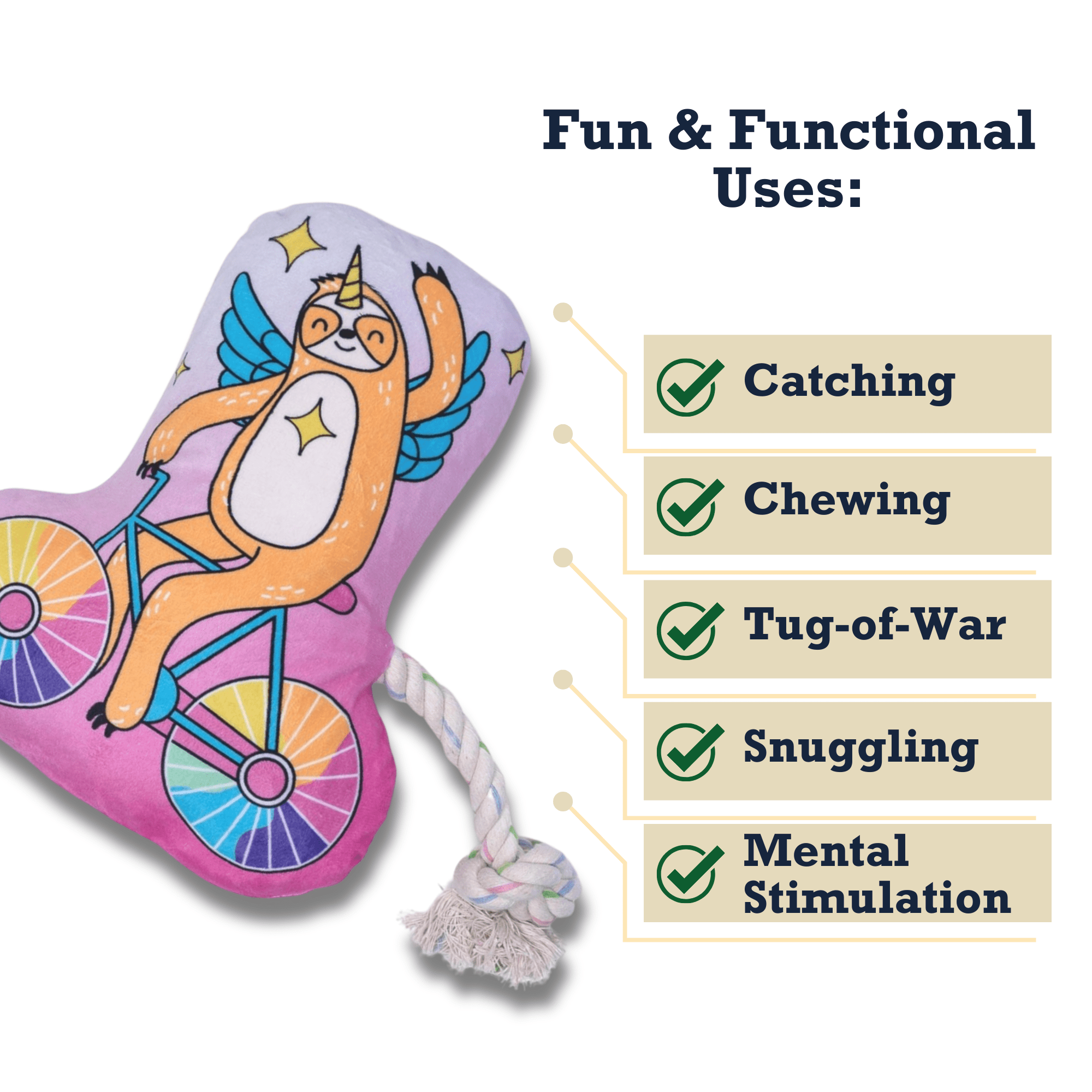 Slow Biker Plush Dog Toy – with Squeaker & Crinkle Paper for Fun Play - Mac's Got More