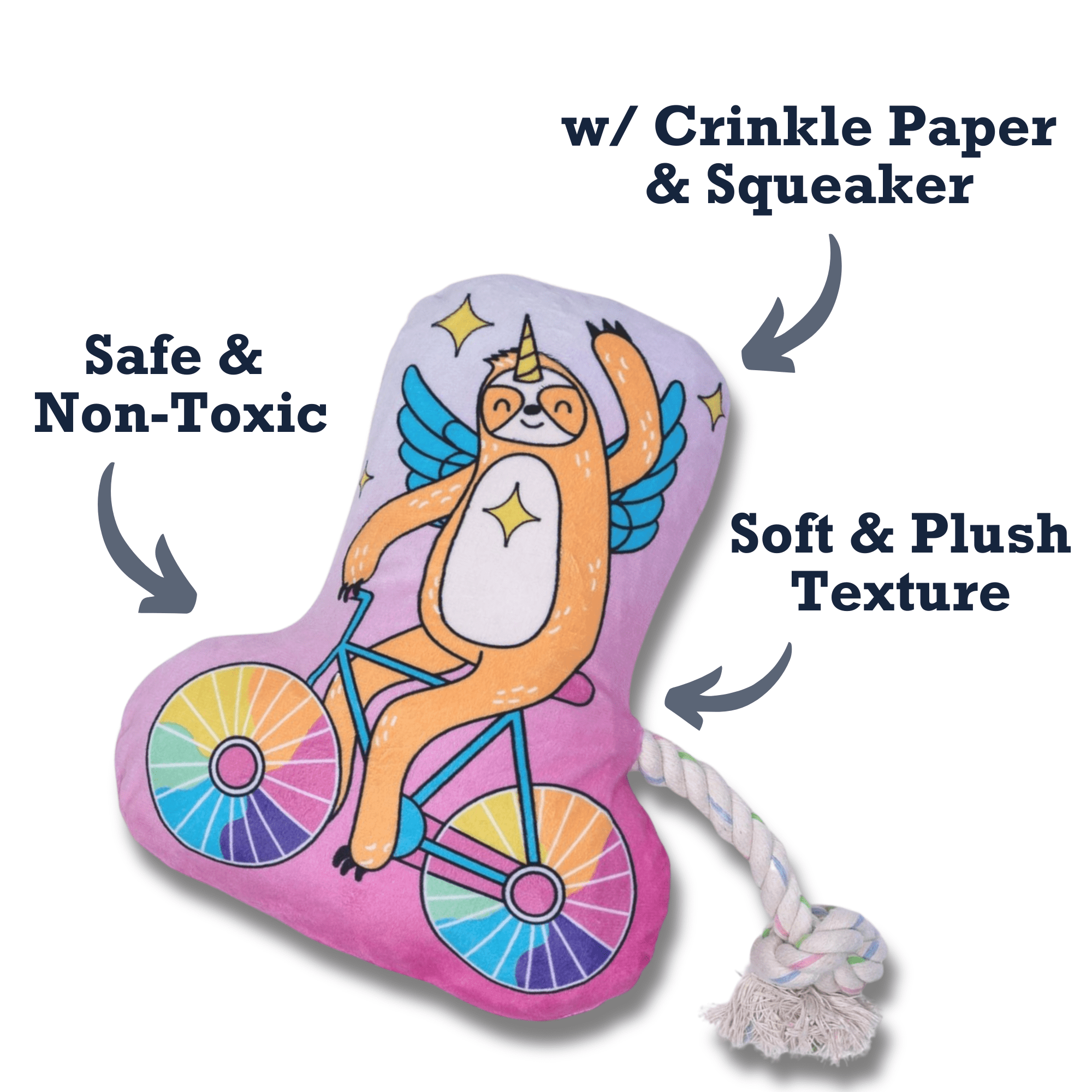 Slow Biker Plush Dog Toy – with Squeaker & Crinkle Paper for Fun Play - Mac's Got More