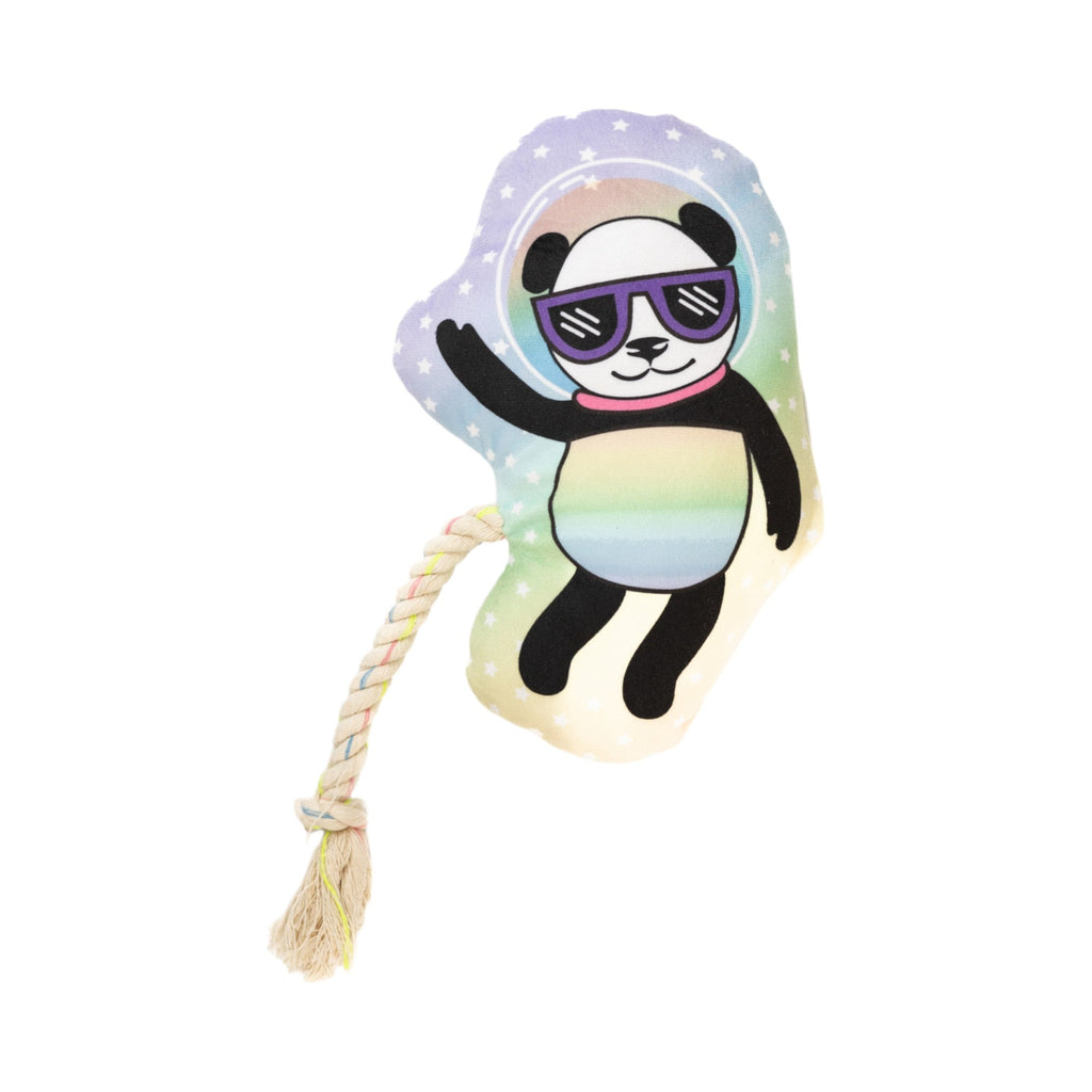 Space Panda Plush Dog Toy – with Squeaker & Crinkle Paper for Fun Play - Mac's Got More