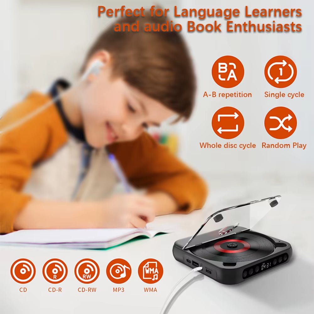 SpinWave™ Portable CD & Bluetooth Music Player – Classic Sound Meets Modern Freedom - Mac's Got More